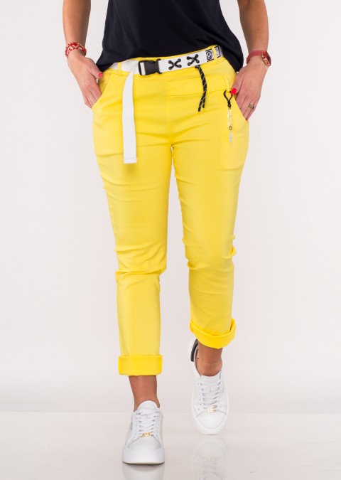 Włoskie spodnie ICEBLANC żółty + pasek