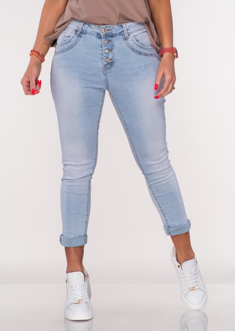 Włoskie jeansy FLORENTINO guziki jasny jeans /2614