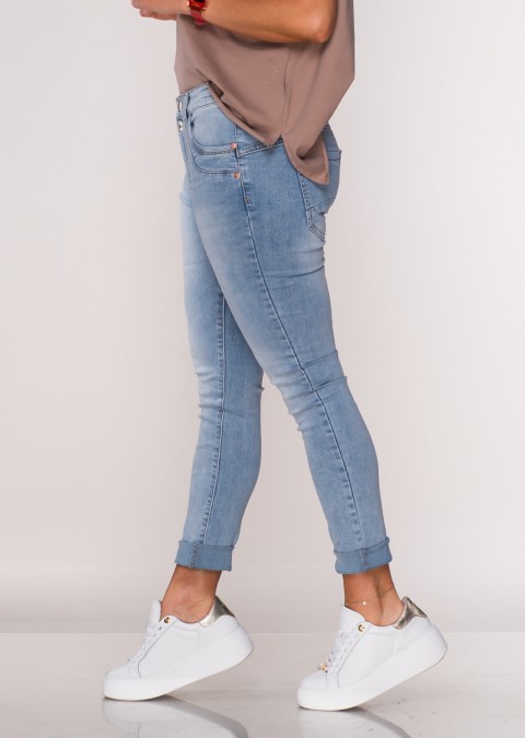 Włoskie jeansy FRASCATI 2 guziki jasny jeans /26107