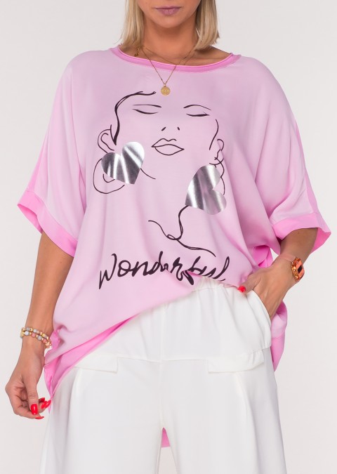 Włoski t-shirt WONDERFUL różowy