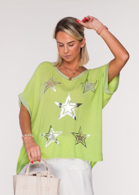 Włoski t-shirt STARS zielony